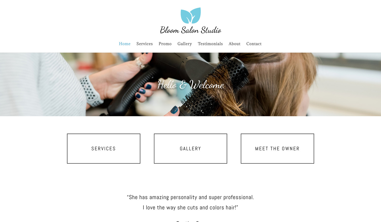 Website Screenshot of Bloom Salon Studio